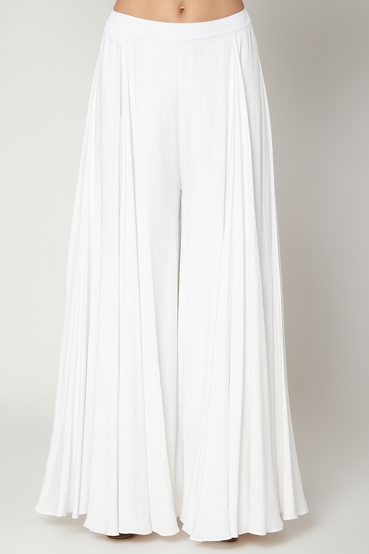 Sharara Pants with Belted Waist White