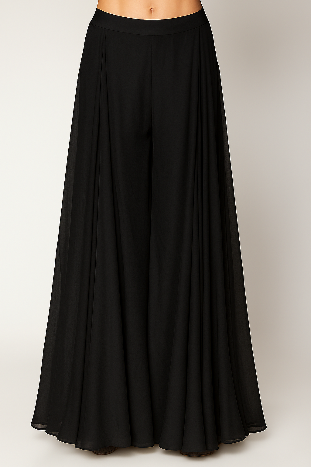 Sharara Pants with Belted Waist Black
